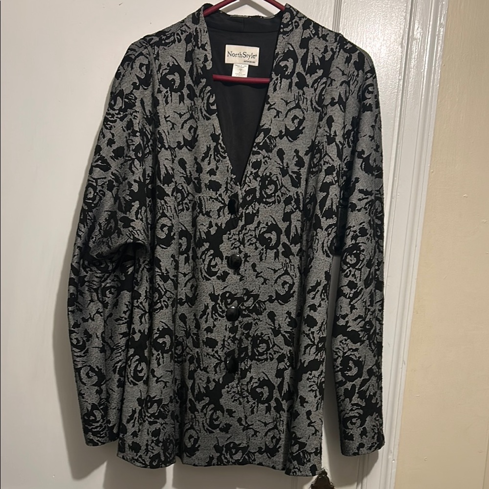 NorthStyle Black and Gray Blazer Elegant Suit Jacket